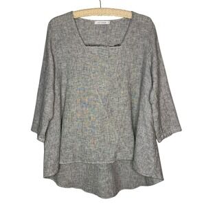 Cut Loose L Gauze Linen Swing Top Tunic Lagenlook Asymmetric Made In USA